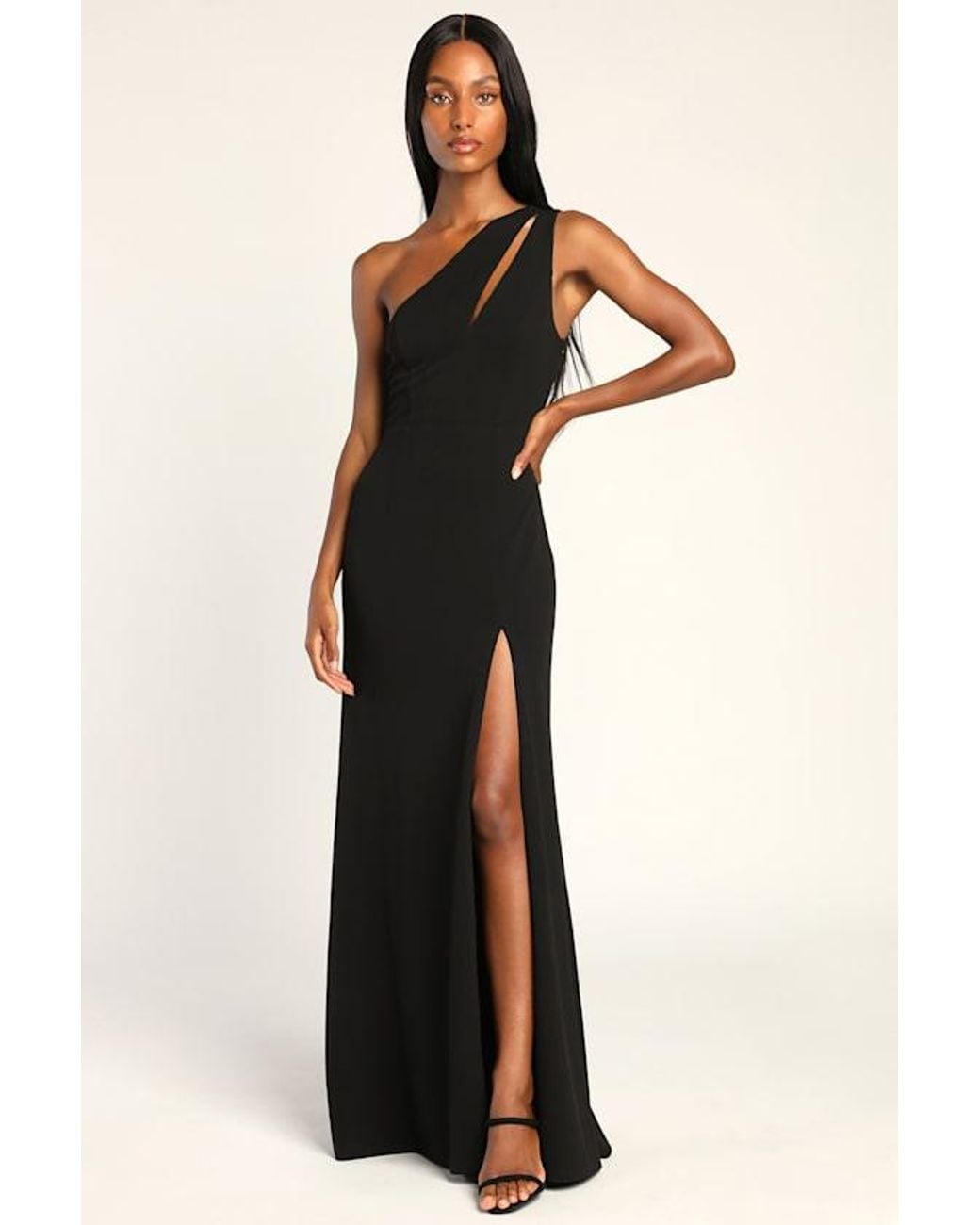 Lulus Black Enchanted Energy One-Shoulder Maxi Dress