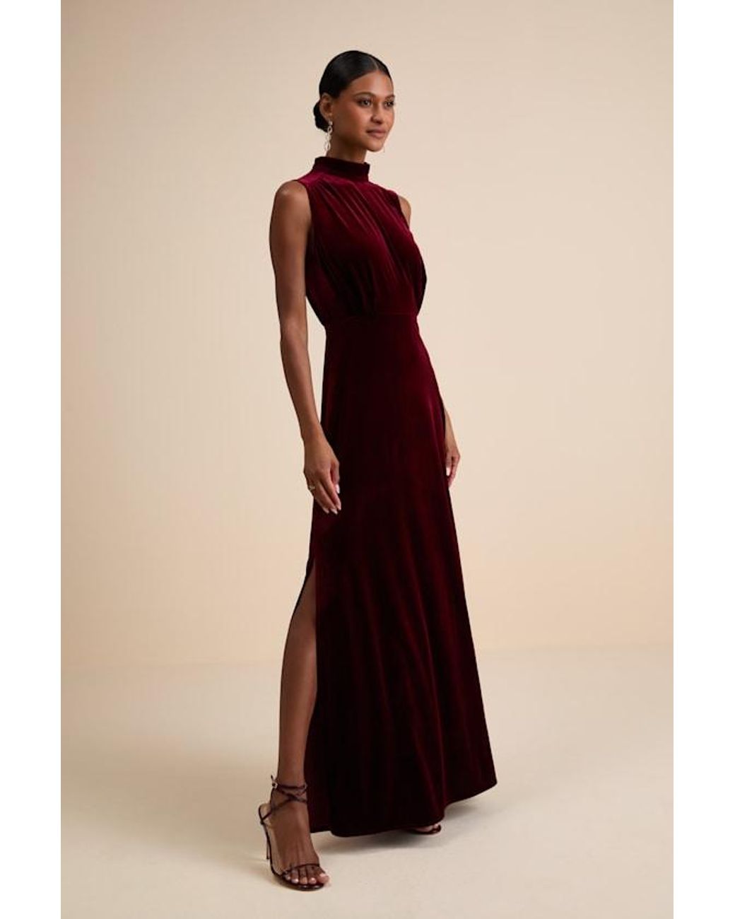 Lulus Black Classic Elegance Velvet Sleeveless Mock Neck Maxi Dress