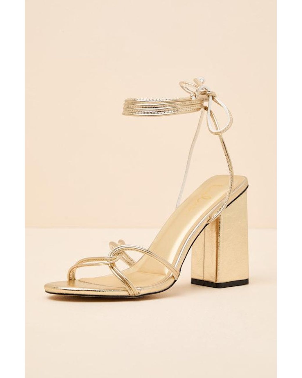 Lulus Natural Adara Lace-Up High Heel Sandals