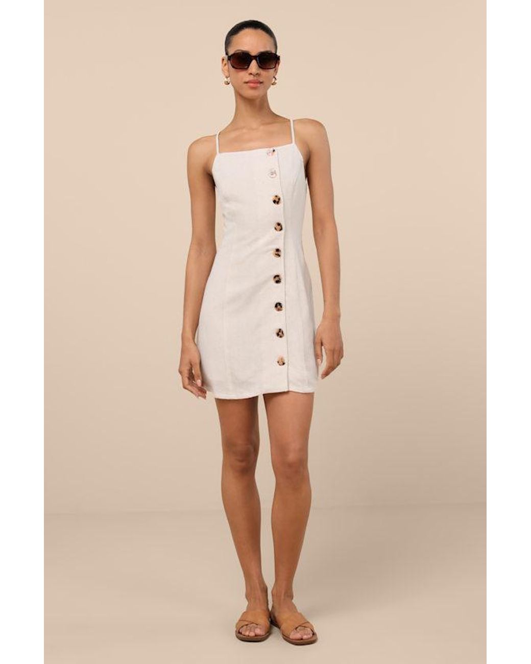 Lulus Natural Chic Objective Light Button-Front Mini Dress