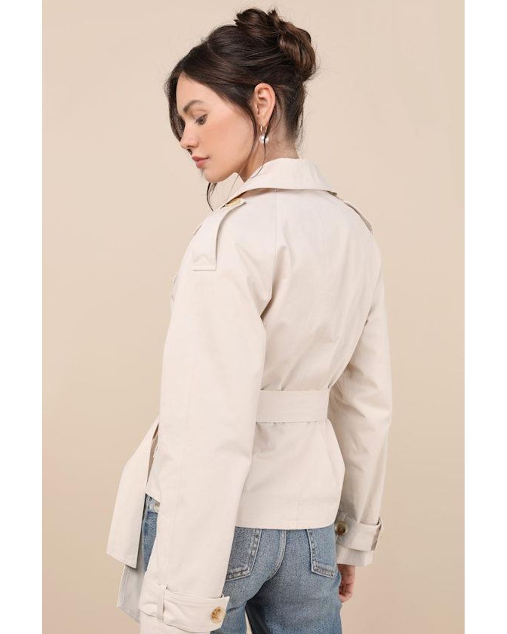 Lulus Blue Lianna Cropped Trench Coat