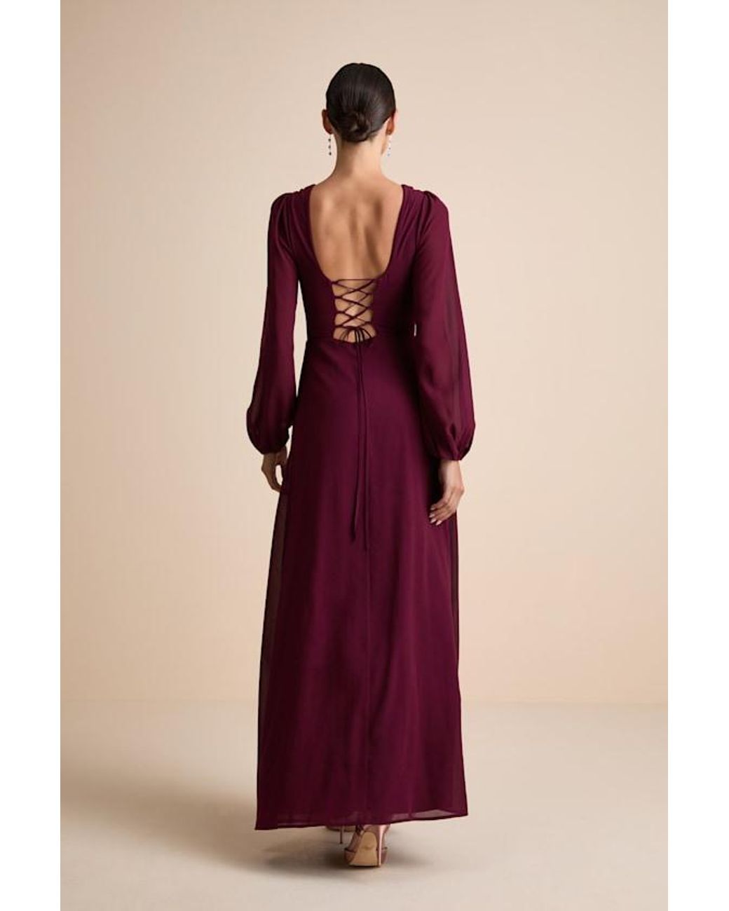 Lulus Purple Marvelous Affair Pleated Lace-Up Maxi Dress