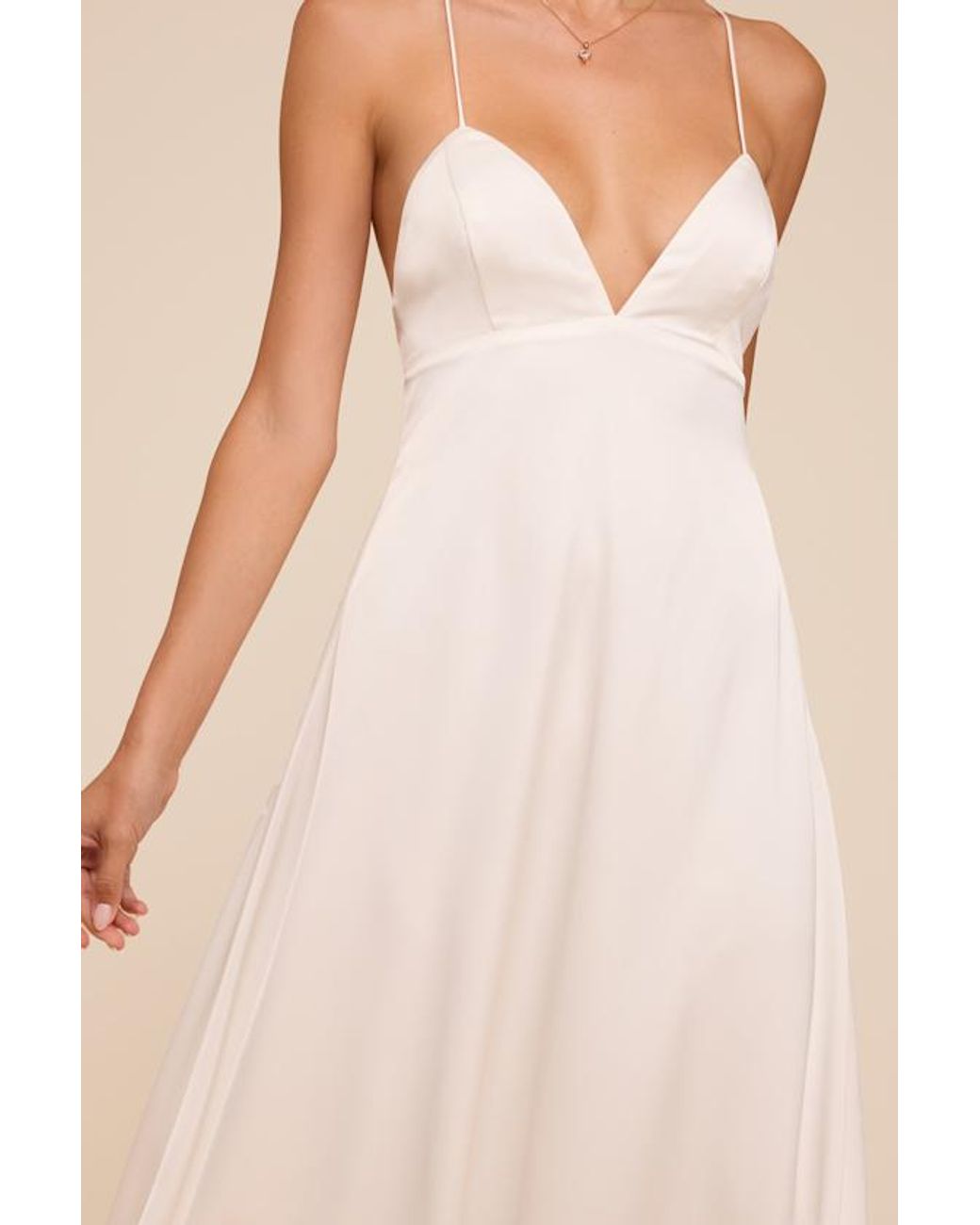Lulus Natural Lupita Satin Tie-Back Maxi Dress
