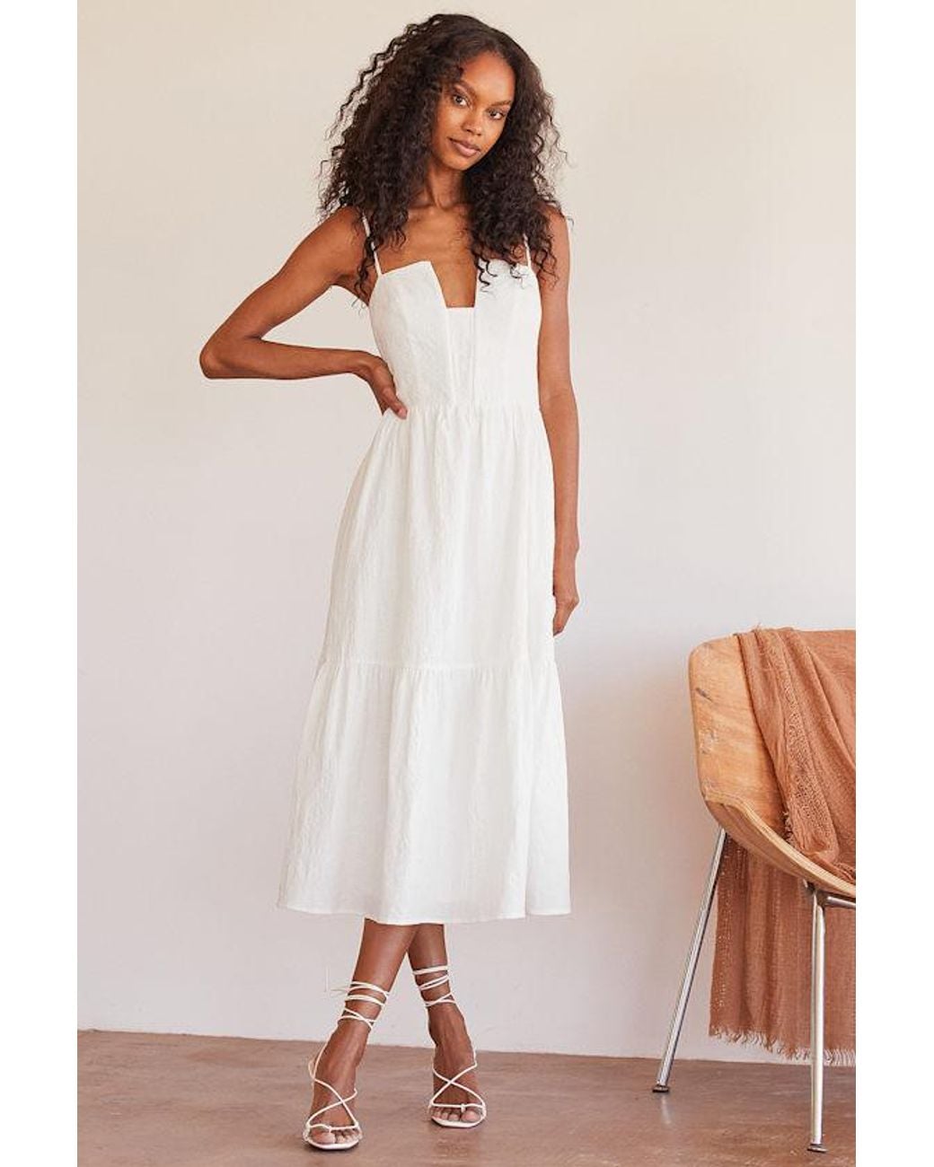 Lulus White Simplicity And Sweetness Sleeveless Tiered Midi Dress