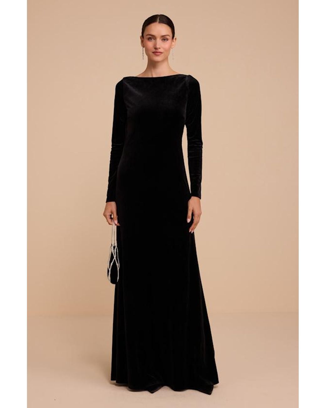 Lulus Black Luna Velvet Long Sleeve Maxi Dress