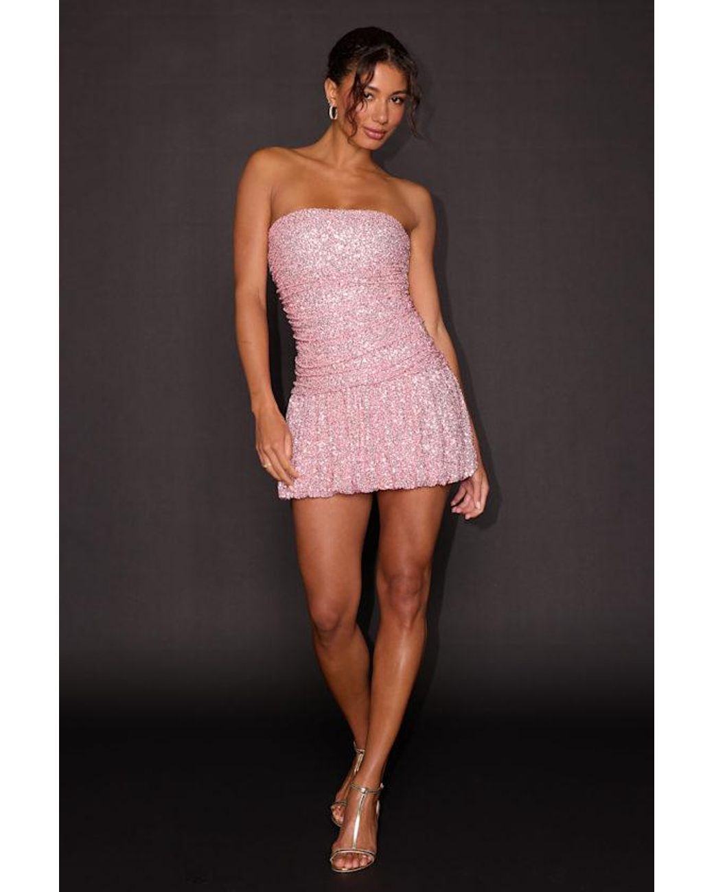 Lulus Pink Caia Sequin Drop Waist Mini Dress
