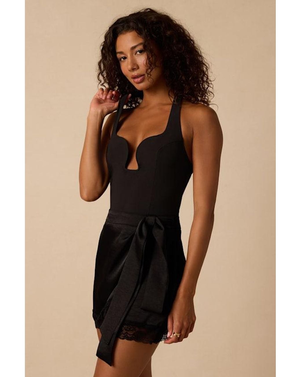 Lulus Black Harmony Satin Mini Skirt