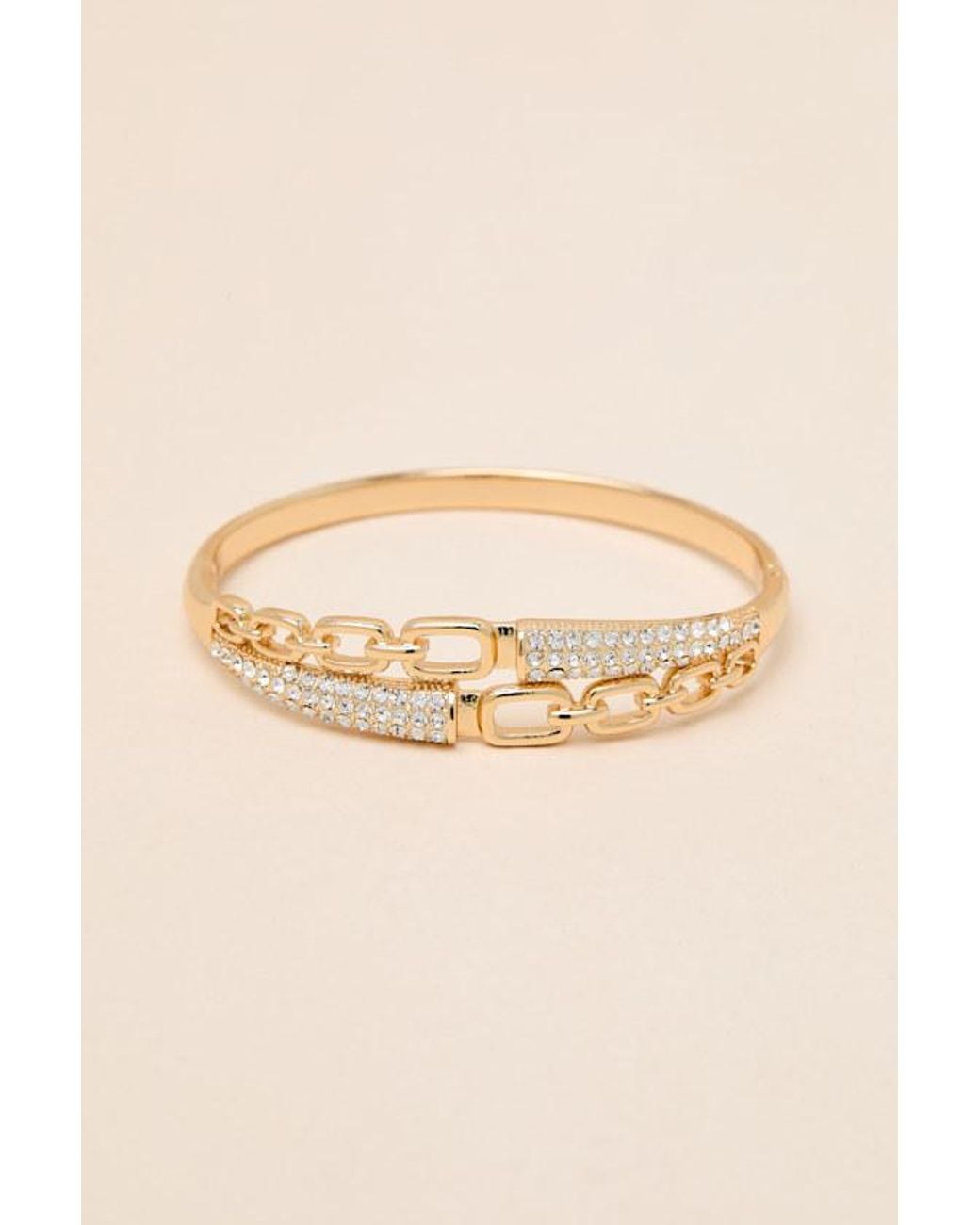 Lulus Green Geneva Rhinestone Bangle Bracelet