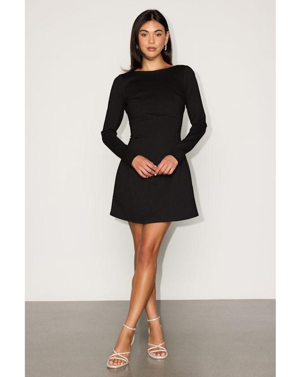 Lulus Black Aldith Ponte Knit Long Sleeve Mini Dress