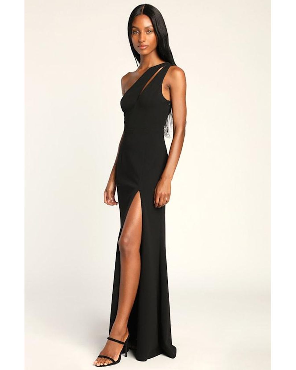 Lulus Black Enchanted Energy One-Shoulder Maxi Dress