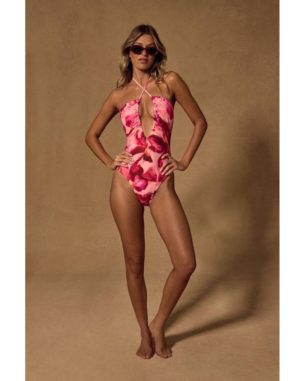 Lulus Red Daniela Floral One-Piece Swimsuit