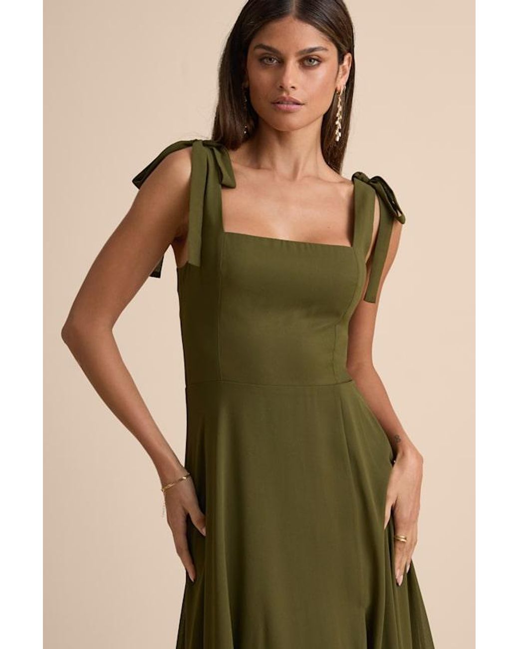 Lulus Green Love Me Forever Square Neck Maxi Dress