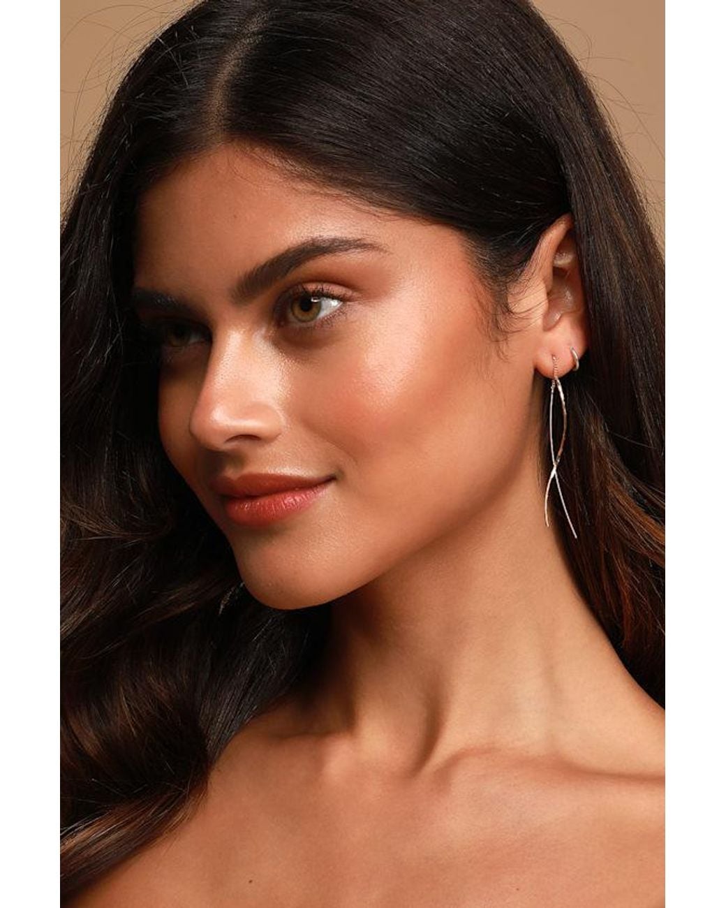 Lulus White Thread Count Threader Earrings
