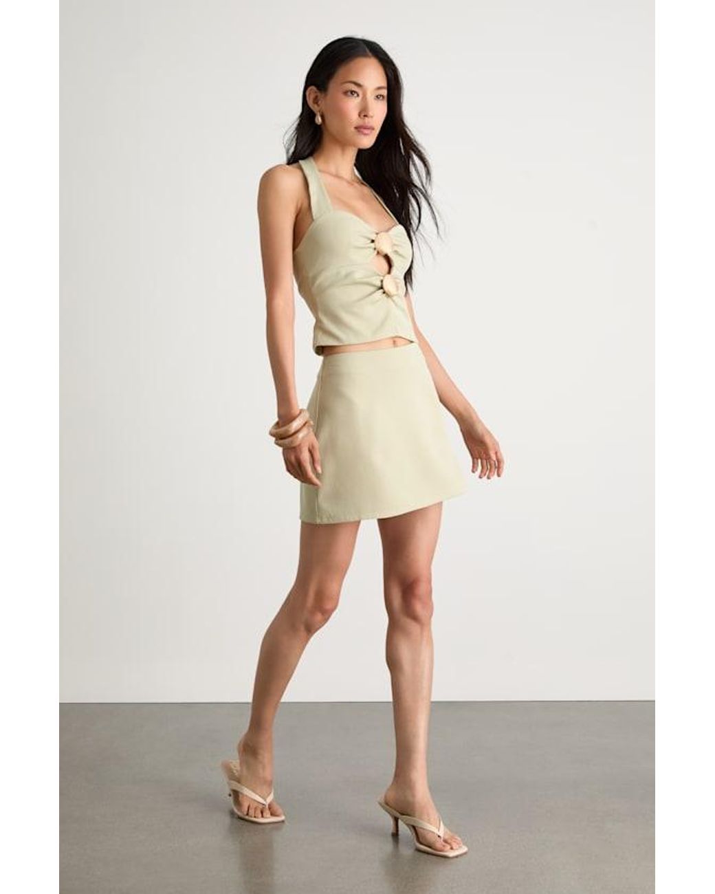 Lulus Natural Wyona Seashell Cutout Halter Top