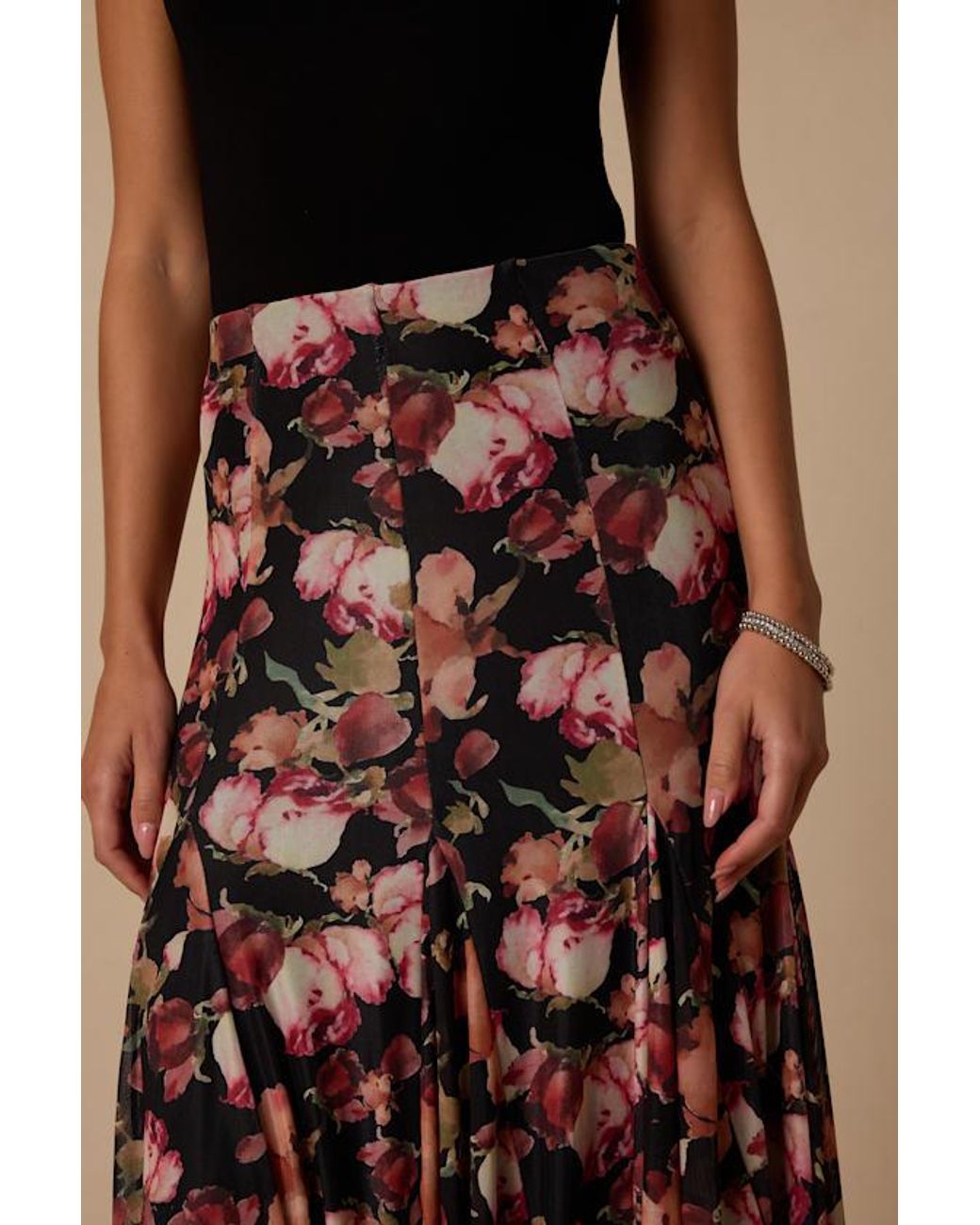 Lulus Brown Sookie Floral Midi Skirt