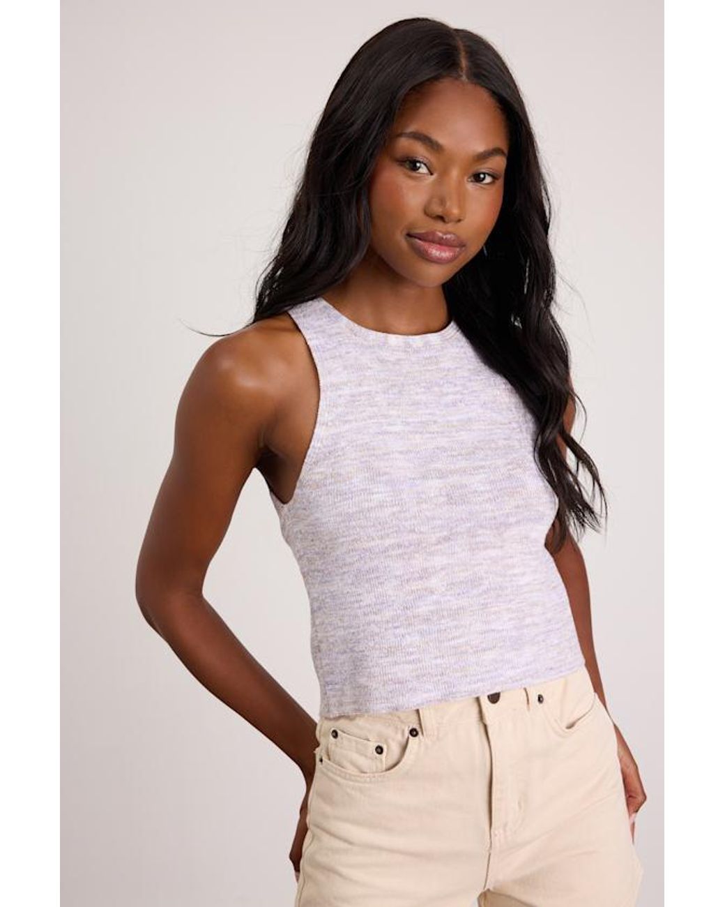 Lulus Natural Cennet Multi Space Dye Lace-Up Tank Top