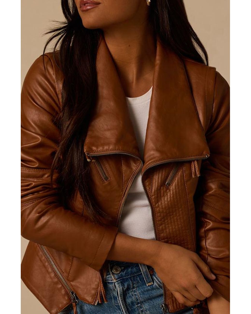Lulus Brown Up On A Tuesday Camel Vegan Leather Jacket