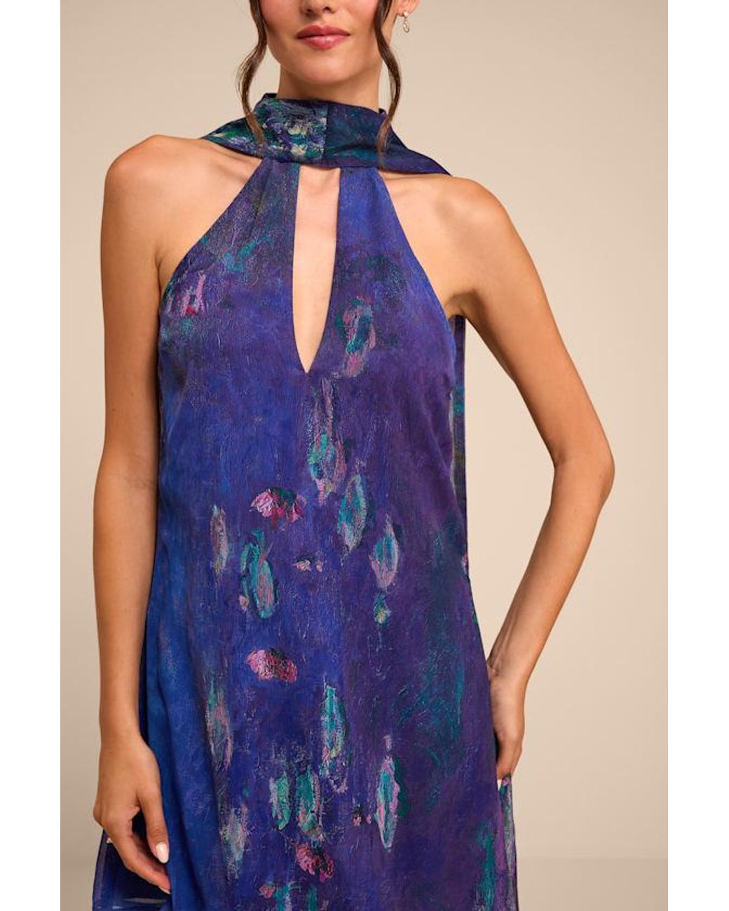 Lulus Blue Calixta Abstract Print Sash Mini Dress