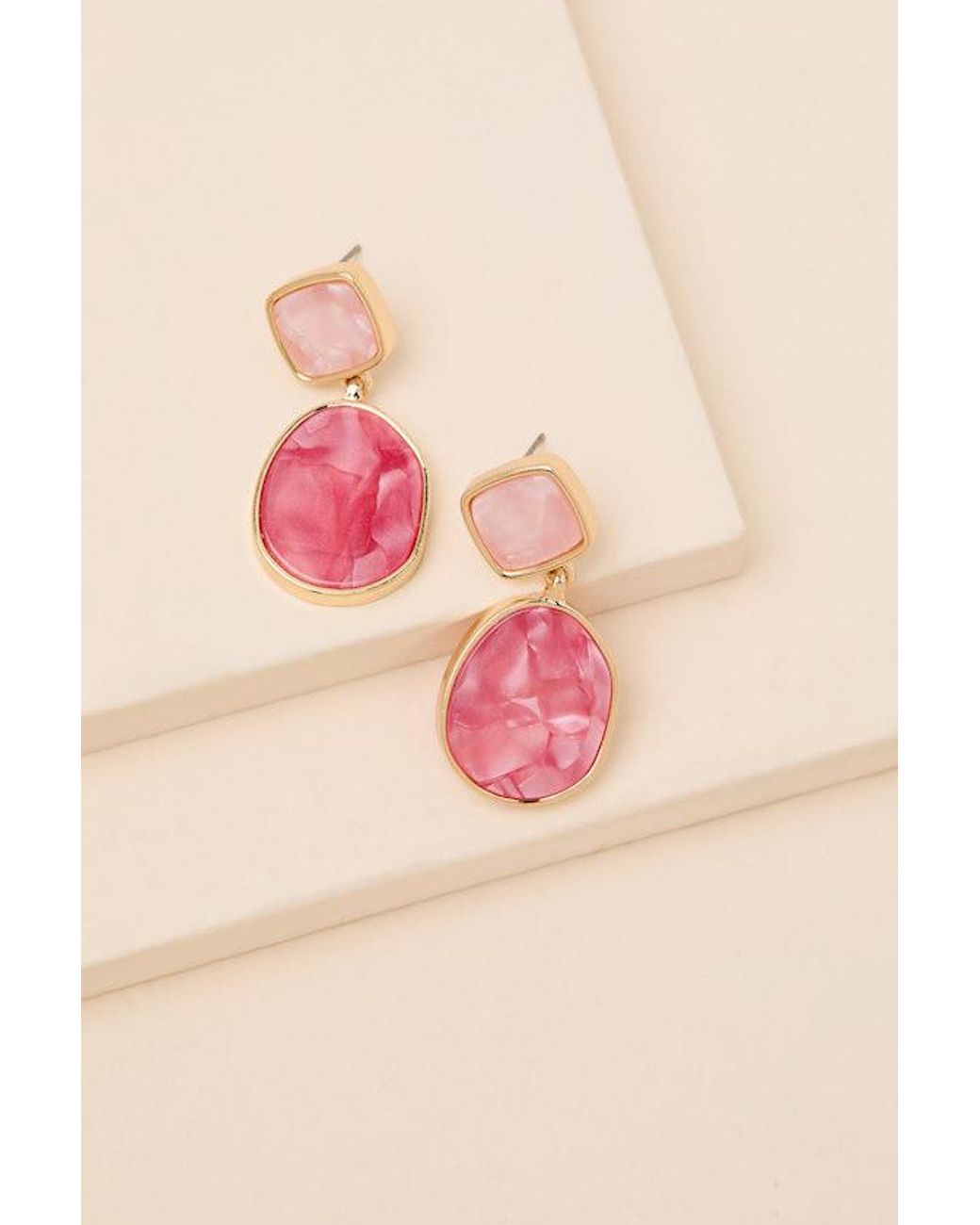 Lulus Pink Lovan Stone Drop Earrings