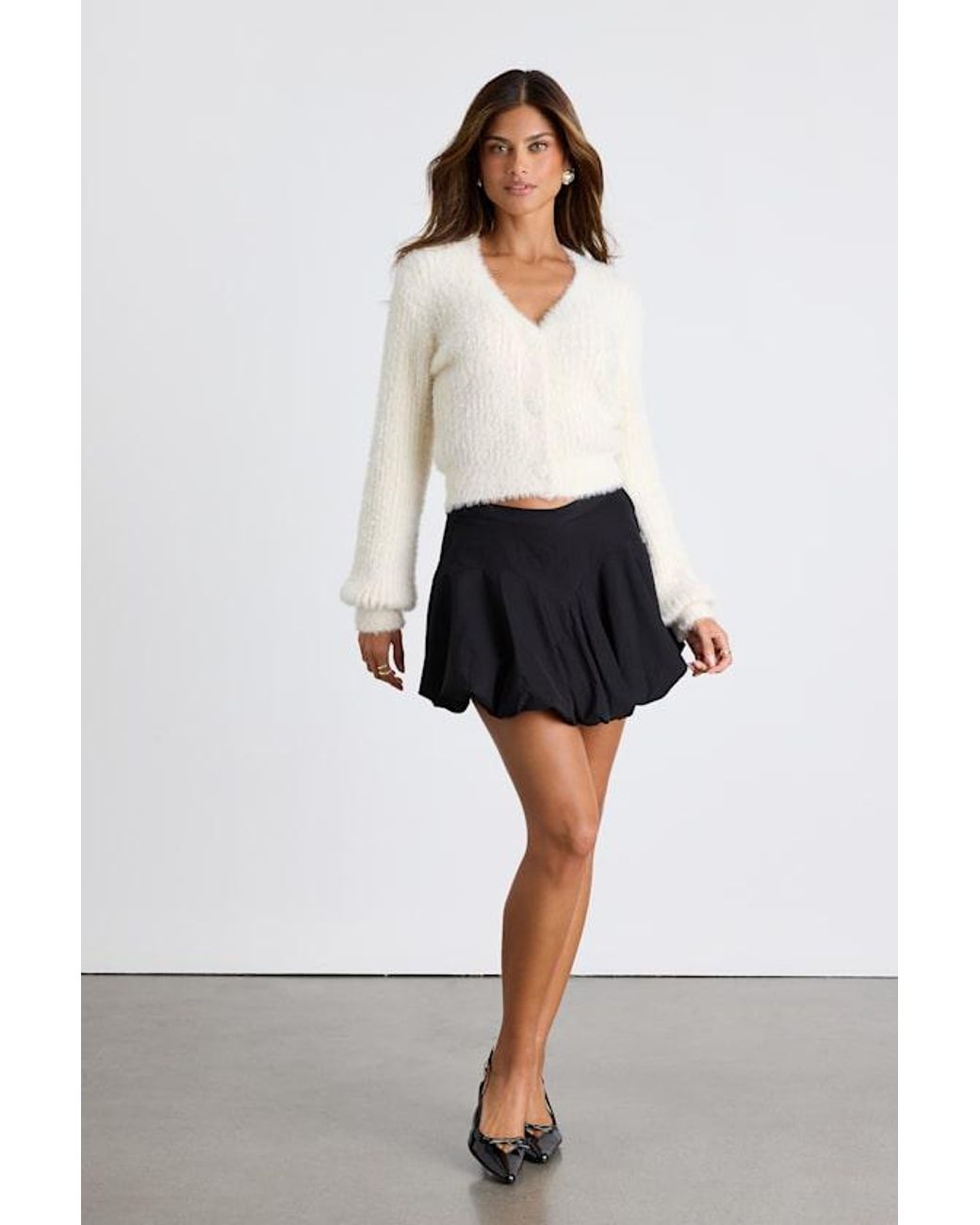 Lulus Natural Colby Eyelash Knit Button-Front Cardigan Sweater