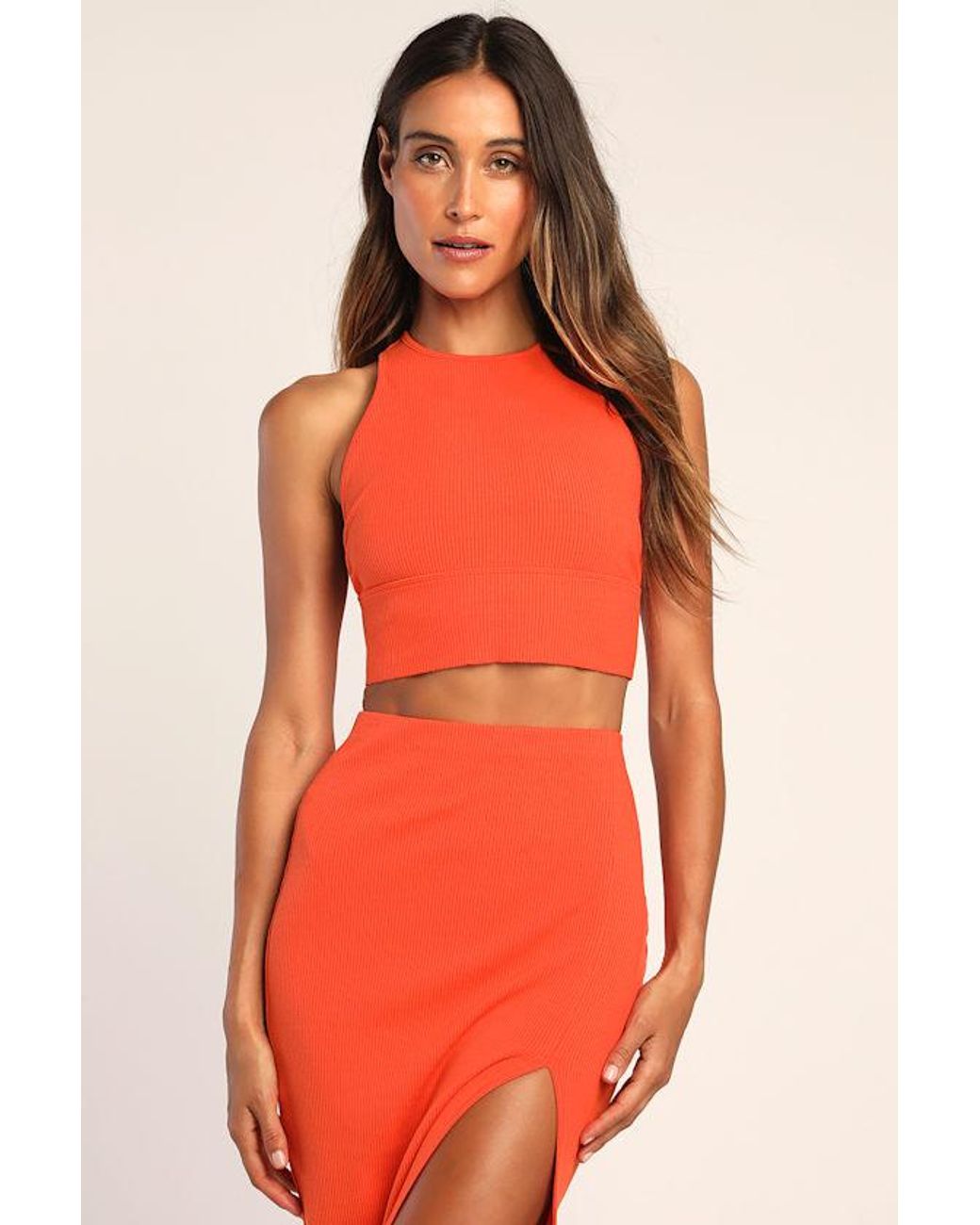 Lulus Red Absolute Edge Sleeveless Two-Piece Bodycon Midi Dress