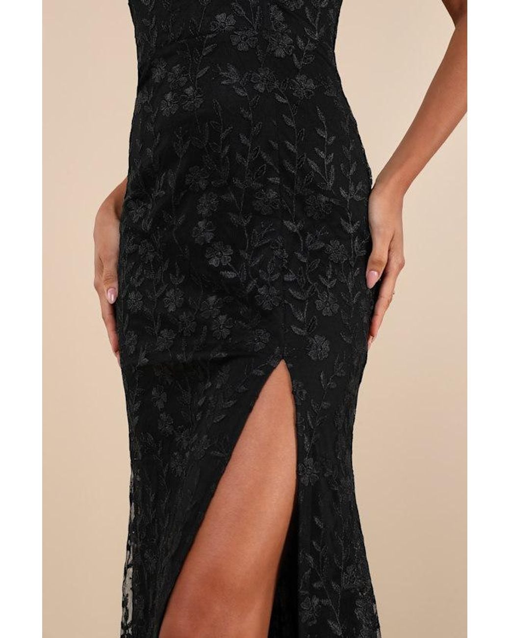 Lulus Black Romantic Beauty Floral Embroidered Strapless Maxi Dress