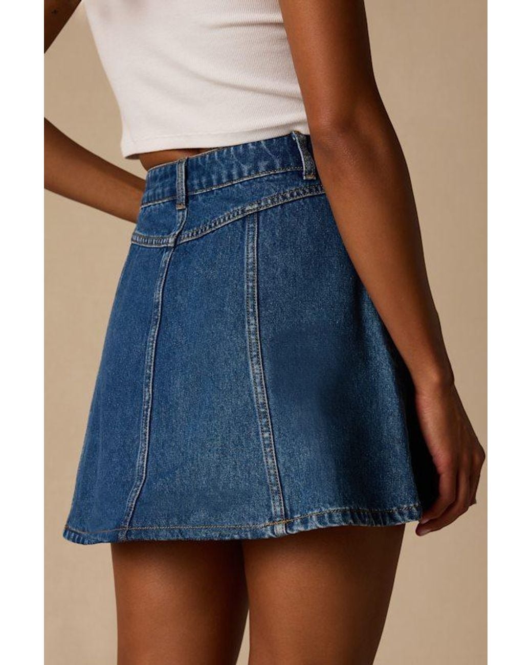 Lulus Blue Minola Medium Wash Denim Skater Mini Skirt
