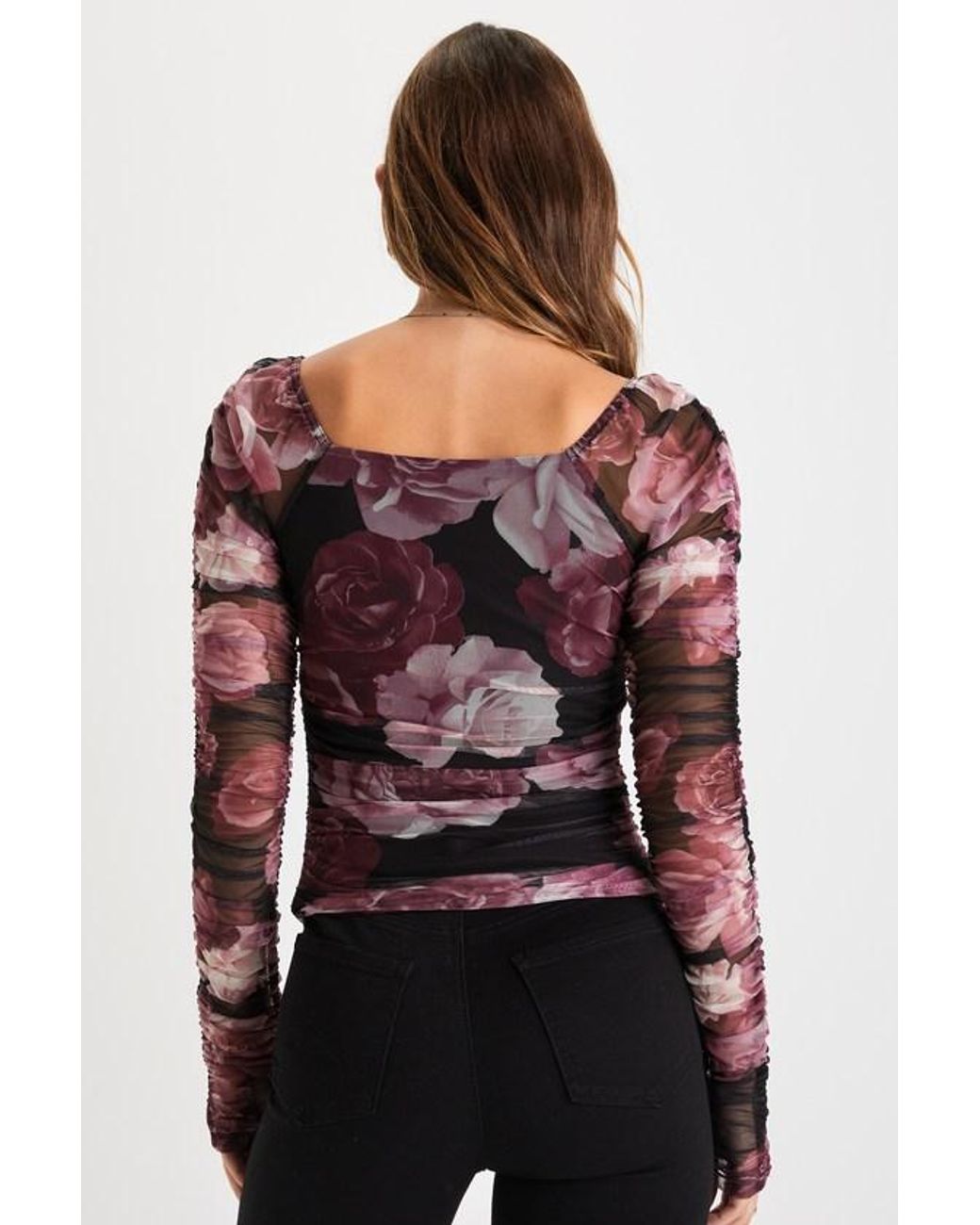 Lulus Black Flowering Aesthetic & Mesh Top