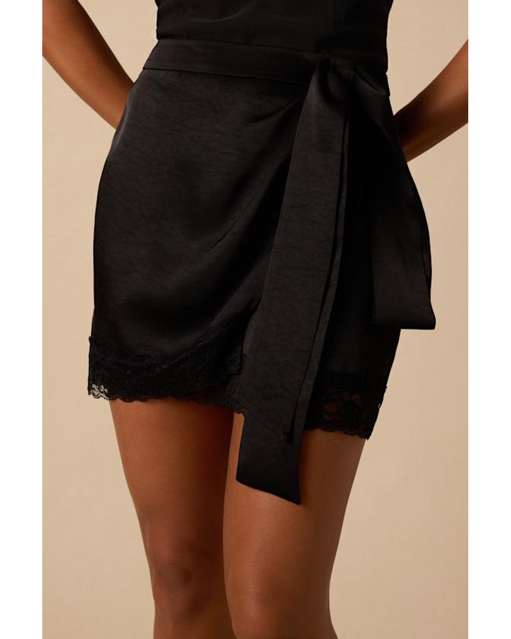 Lulus Black Harmony Satin Mini Skirt