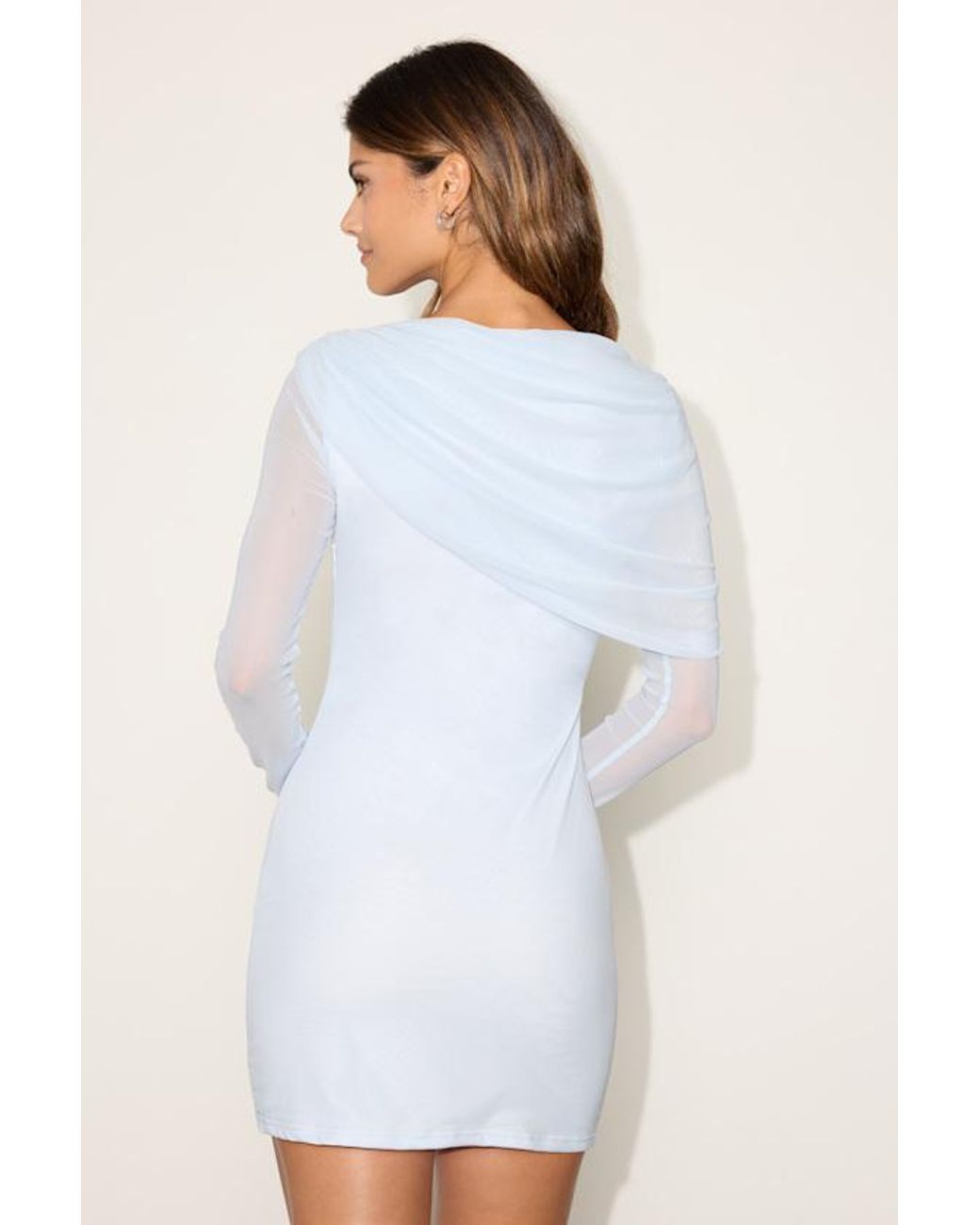 Lulus White Emerie Mesh Long Sleeve Mini Dress
