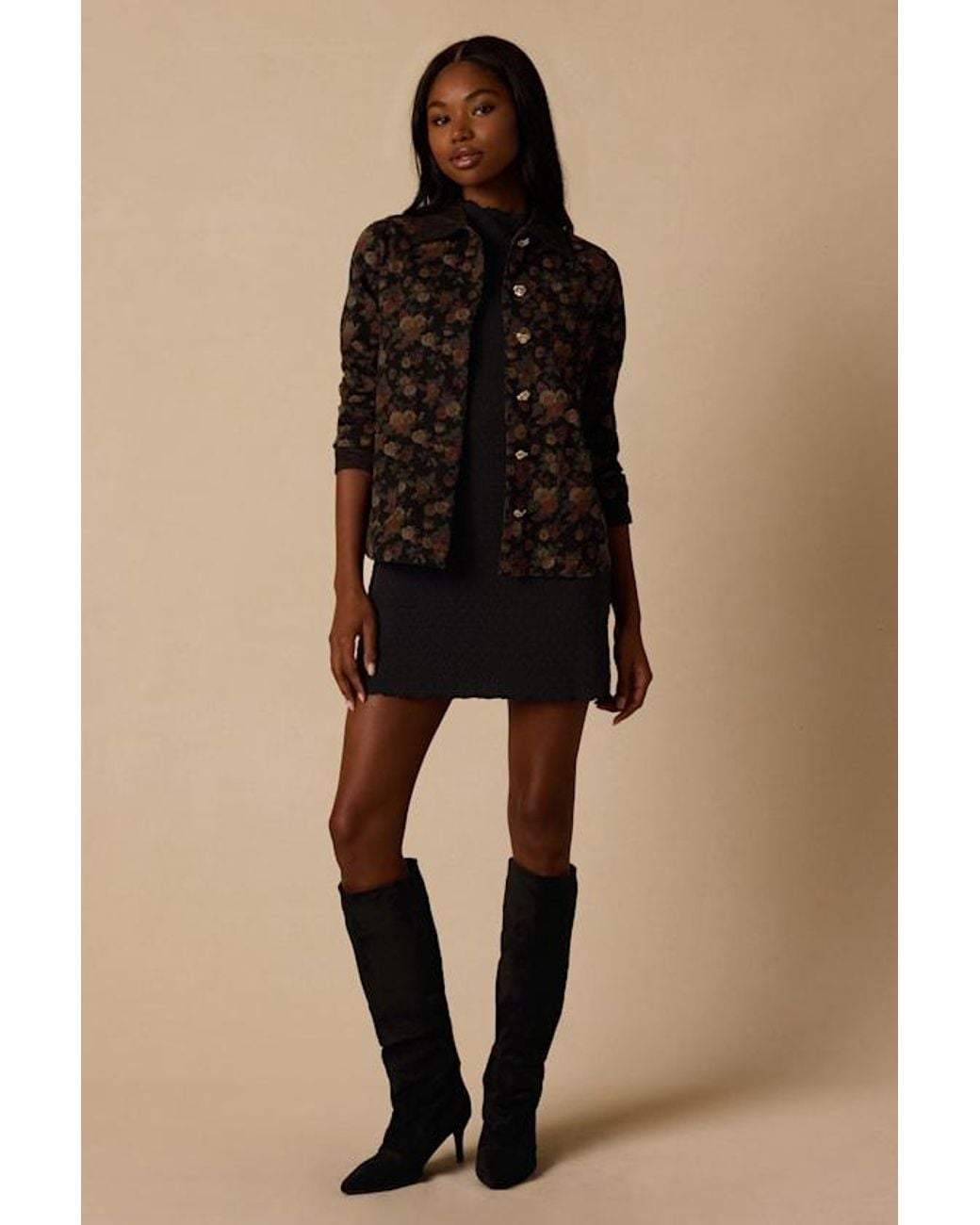 Lulus Black Walden Floral Corduroy Jacket