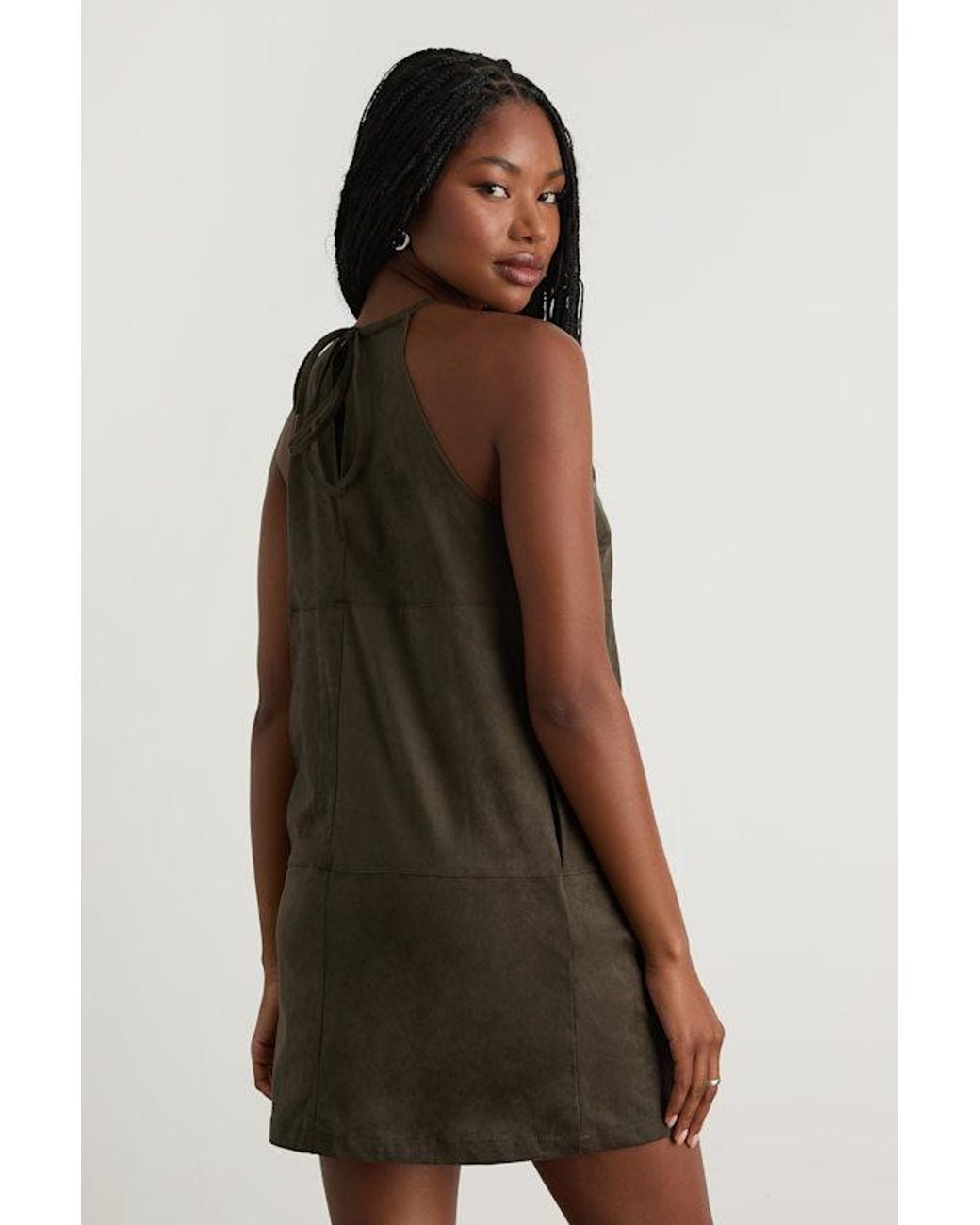Lulus Natural Westlynn Suede Cutout Shift Mini Dress