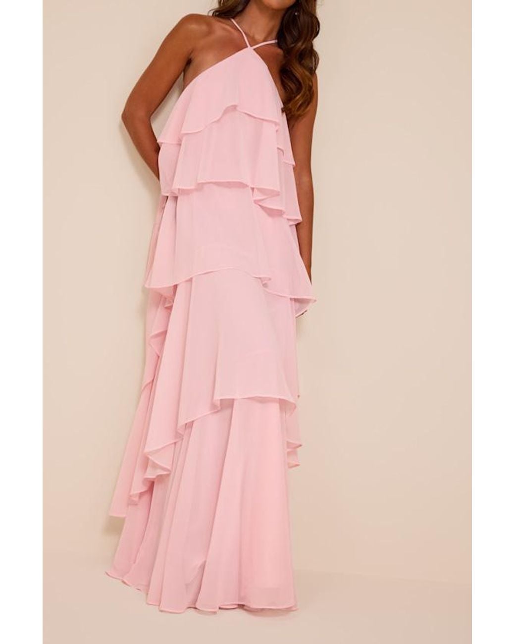 Lulus Pink Aveley Tiered Shift Maxi Dress