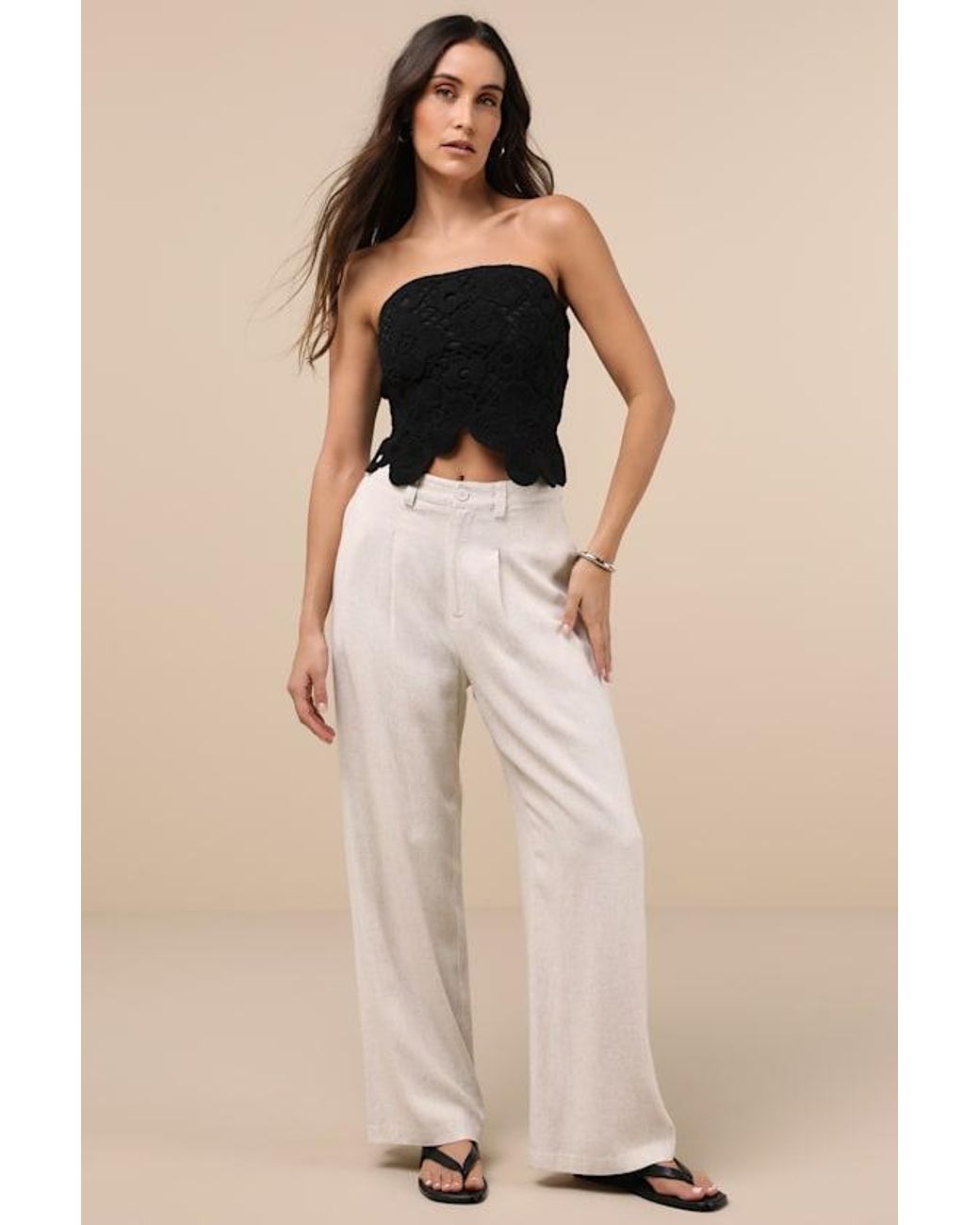 Lulus Black Envied Attitude Crochet Strapless Crop Top