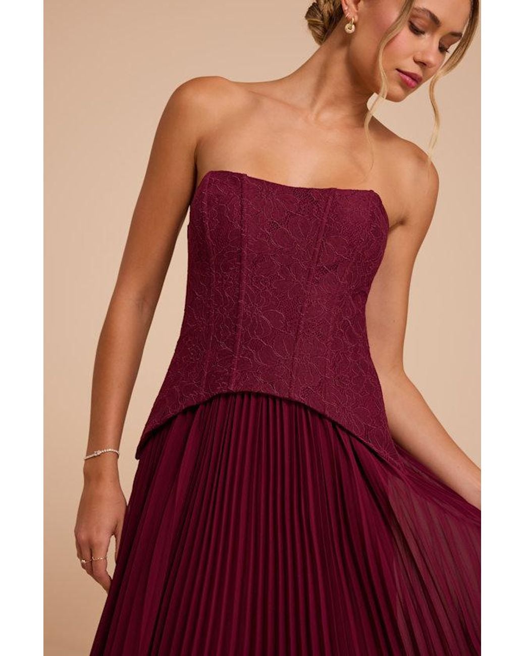 Lulus Red Olivia Strapless Bustier Maxi Dress