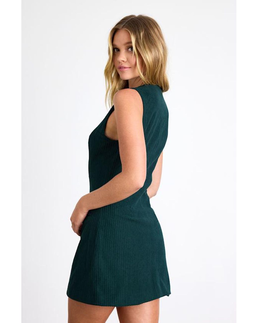 Lulus Kala Corduroy Button-Front Mini Dress in Green | Lyst