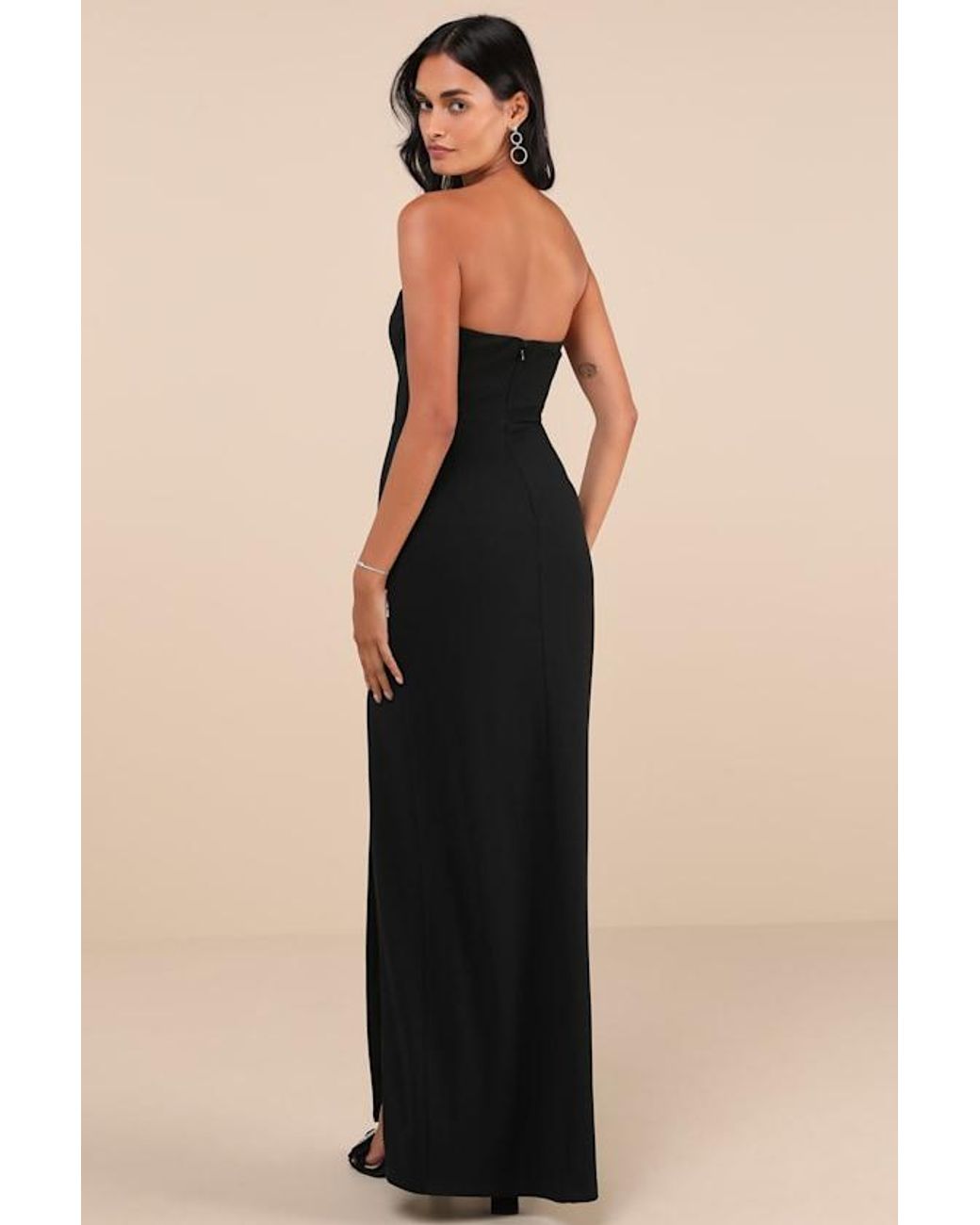Lulus Black Memorably Iconic Strapless Lace Bustier Maxi Dress