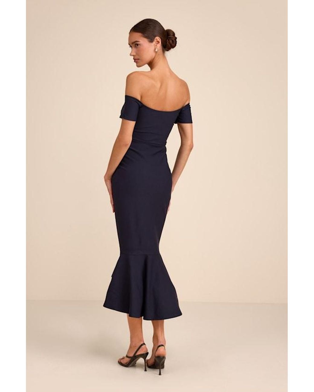 Lulus Blue How Much I Care Off-The-Shoulder Midi Dress