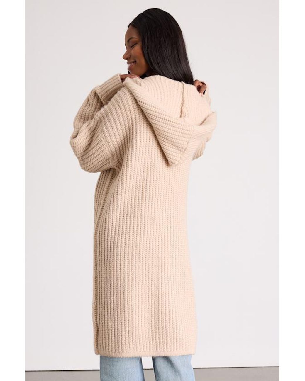 Lulus Natural Nalina Chunky Knit Open-Front Duster Cardigan