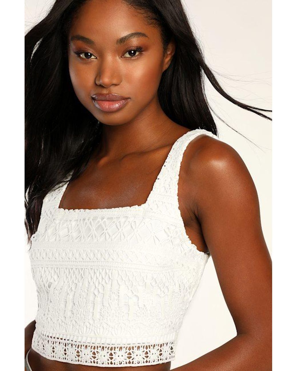 Lulus White Romance Forever Crochet Lace Crop Top