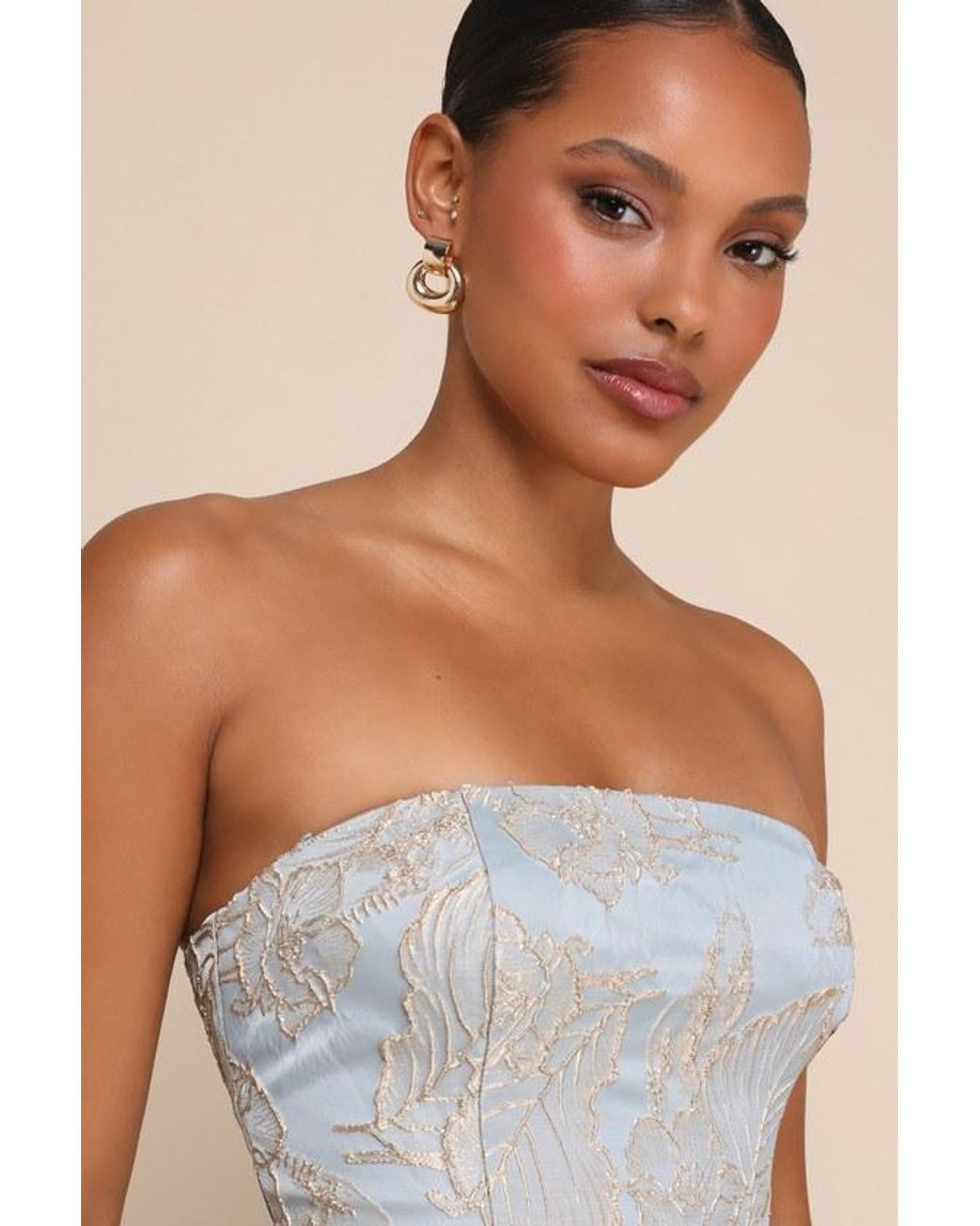 Lulus Aesthetic Pose And Jacquard Strapless Mini Dress in White | Lyst Lulus Aesthetic Pose And Jacquard Strapless Mini Dress in White | Lyst