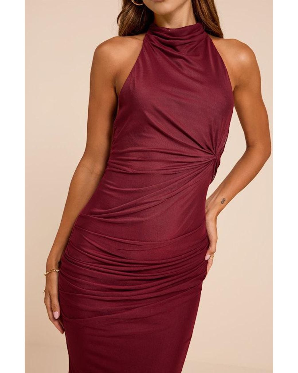 Lulus Red Frona Mesh Backless Maxi Dress