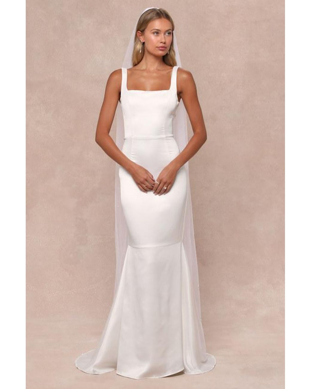 Lulus Natural Luxe Loveliness Satin Backless Mermaid Maxi Dress