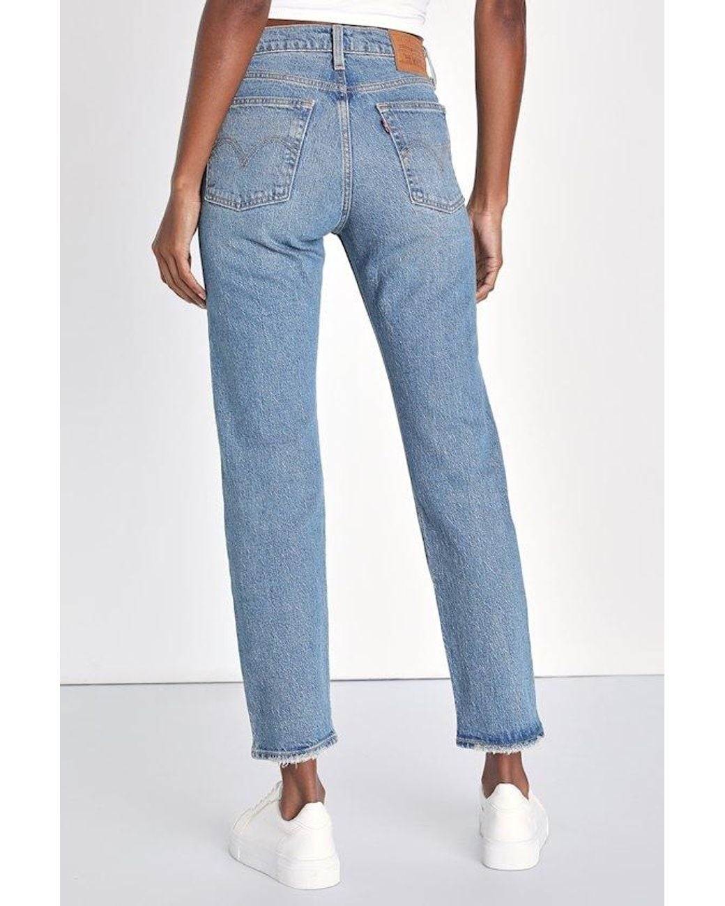 Levi's Blue Wedgie Straight Fade Medium Wash High-Rise Cropped Jeans
