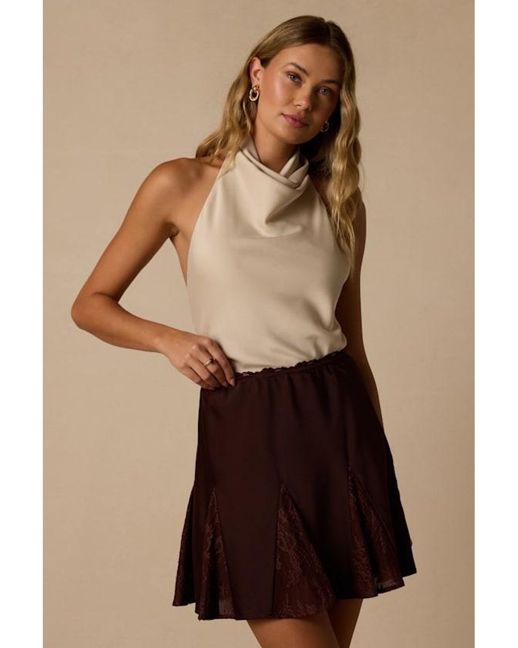 Lulus Black Margot Lace Satin Mini Skirt