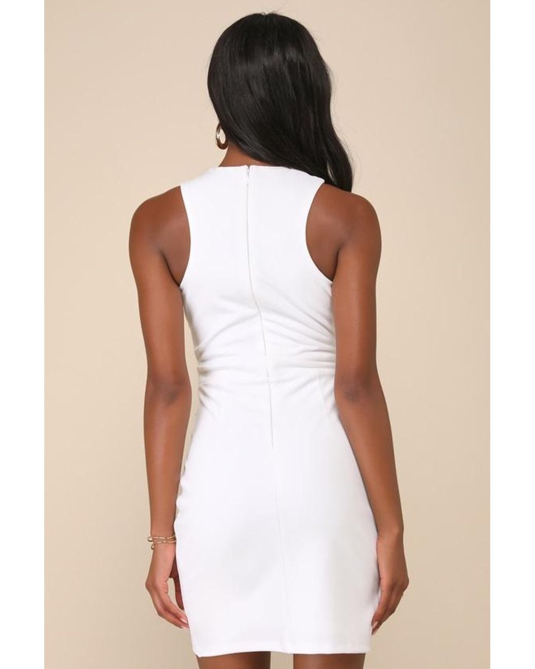 Lulus White Headed To Cocktail Hour Halter Tulip Mini Dress