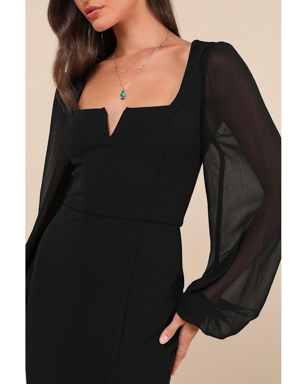 Lulus Black Composed Elegance Balloon Sleeve Mermaid Maxi Dress