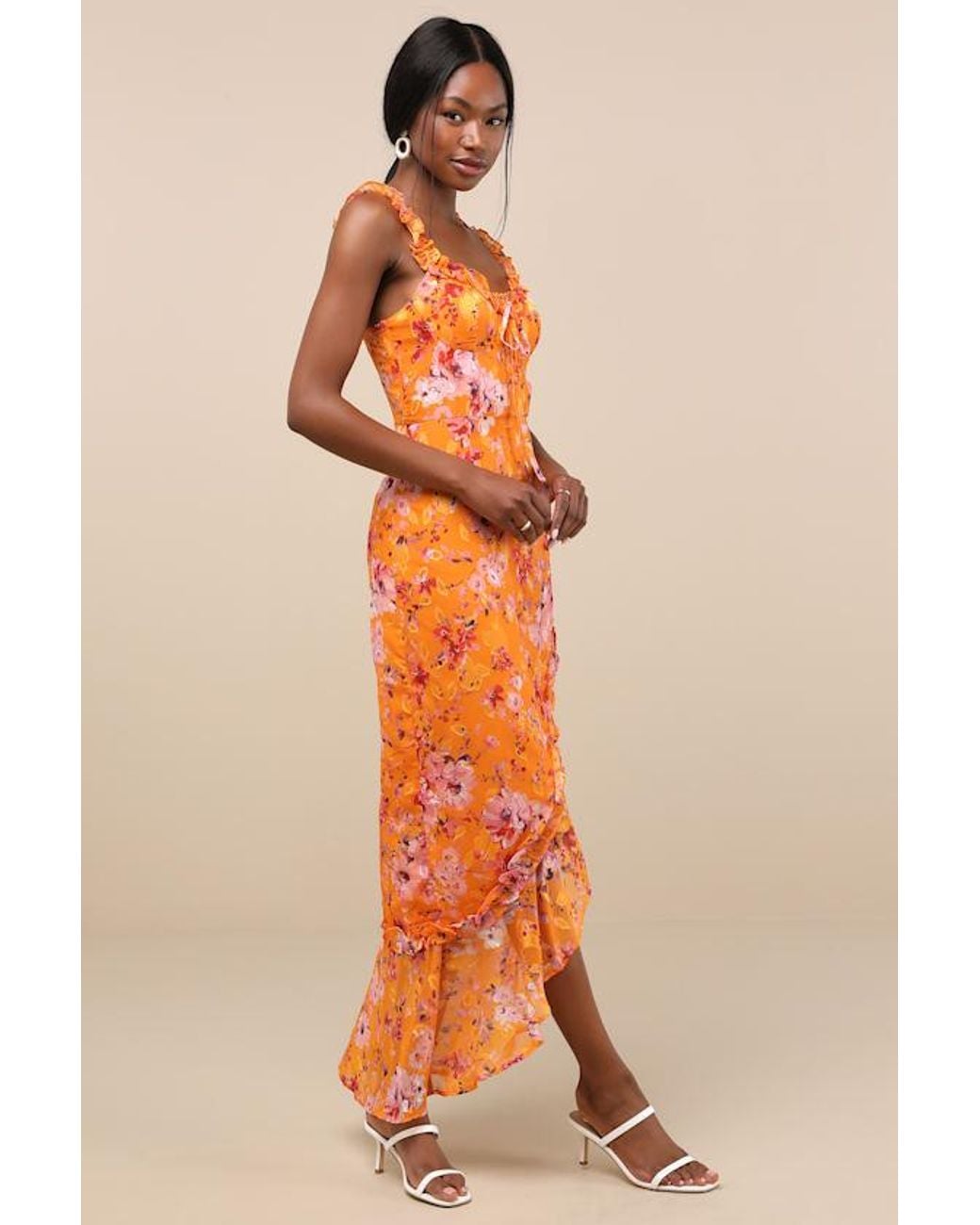 orange dress lulus Orange Maxi Dress - Sexy Cutout Maxi Dress - Column Maxi Dress