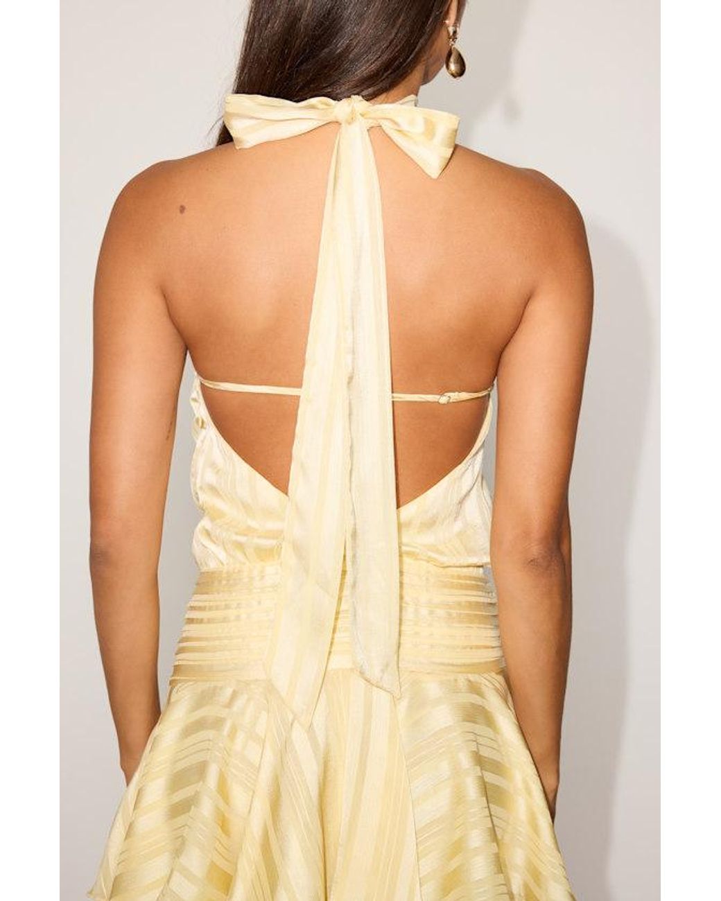 Lulus Natural Cass Striped Satin Drop Waist Mini Dress