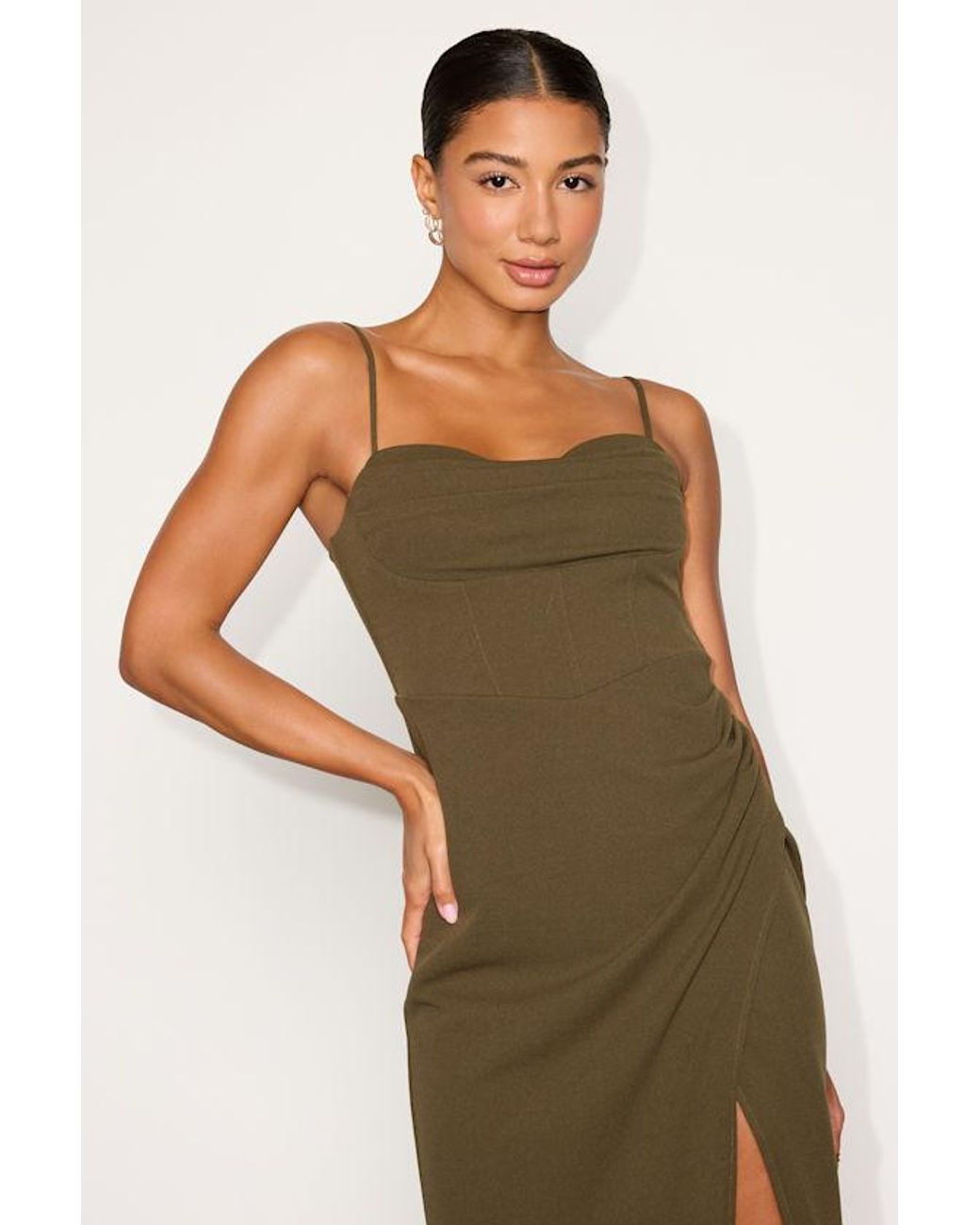 Lulus Green Always Turning Heads Bustier Tulip Midi Dress